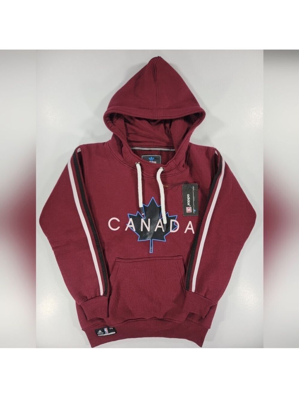 NEW Adidas Womens Canada Maple Leaf Hoodie Sweatshirt Pullover Burgundy Medium